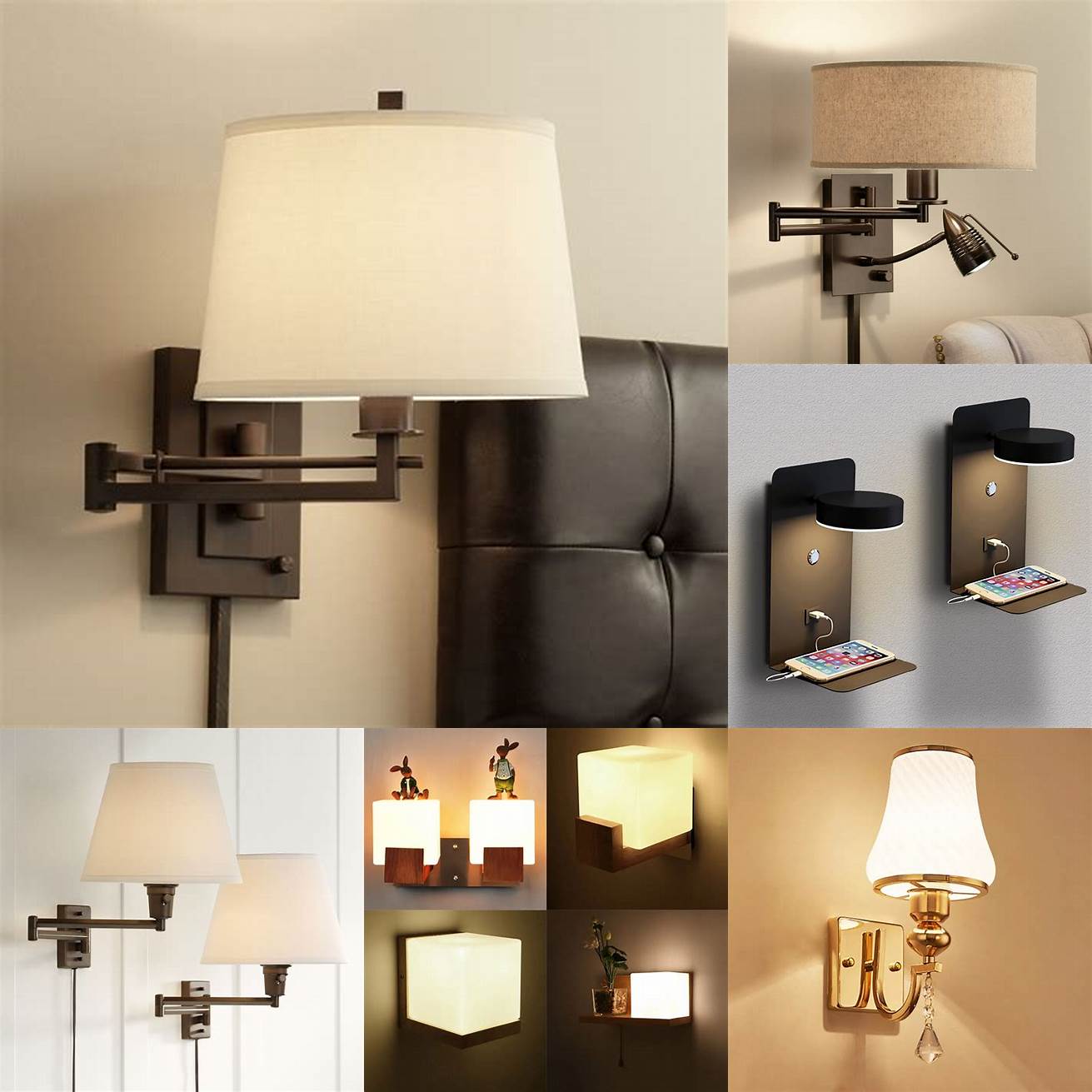 Wall-mounted bedside lamps