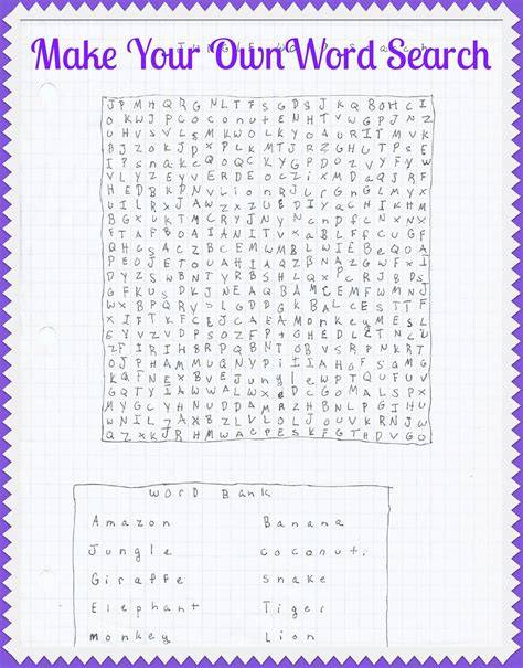 Wanat To Make My Own Free Printable Word Search