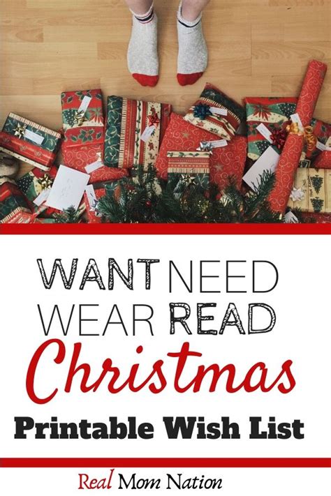 Want Need Wear Read Printable