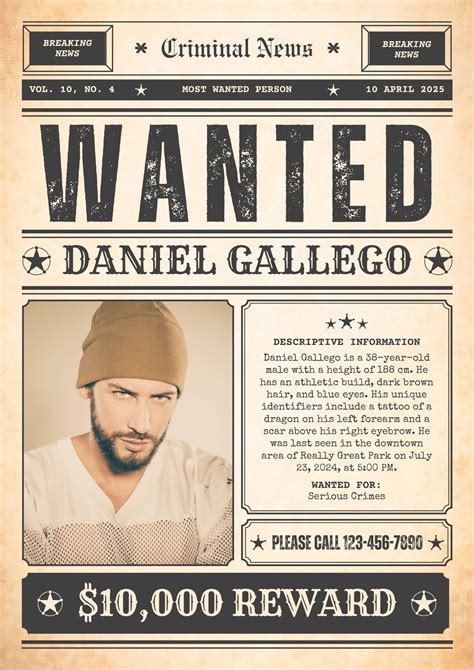 Wanted Newspaper Template