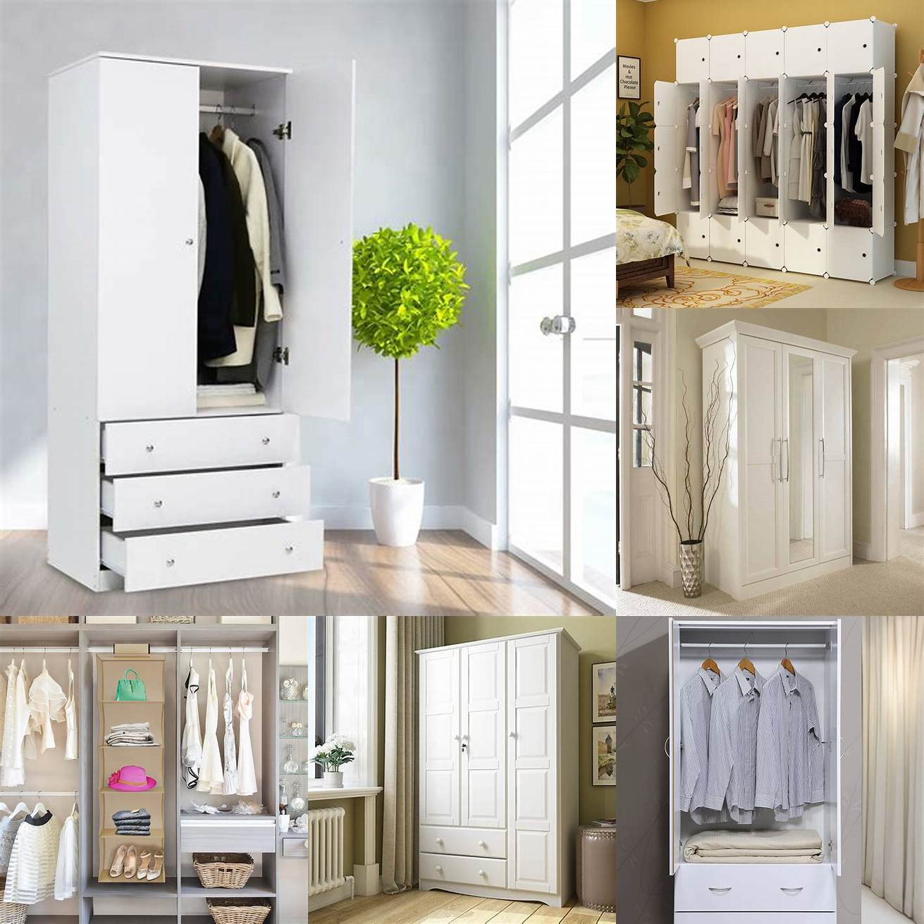 Wardrobe Armoires These are designed specifically for storing clothes and have hanging space and drawers inside