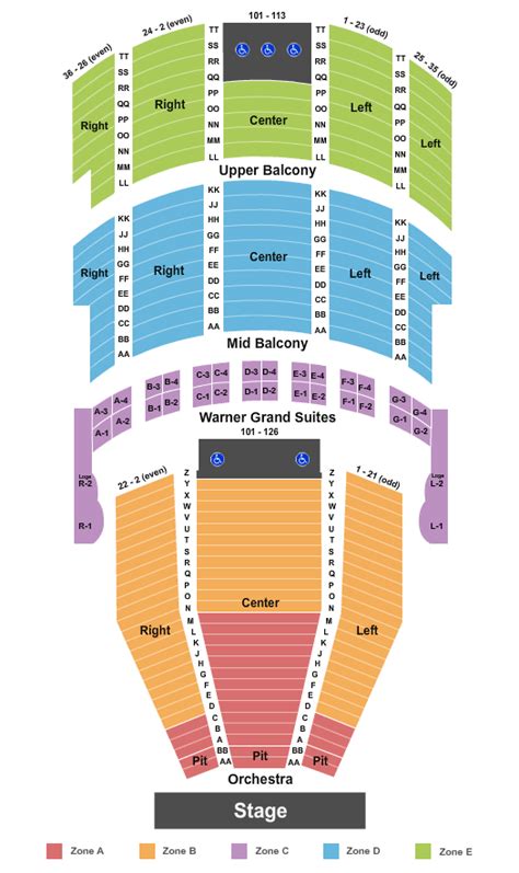 Warner Theater Seating Chart With Seat Numbers