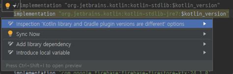 Warning Kotlin plugin version is not the same as library version but it is