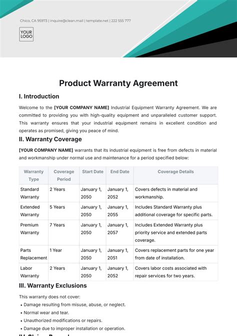 Warranty Form Template