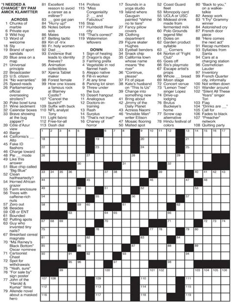 Washington Post Printable Crossword