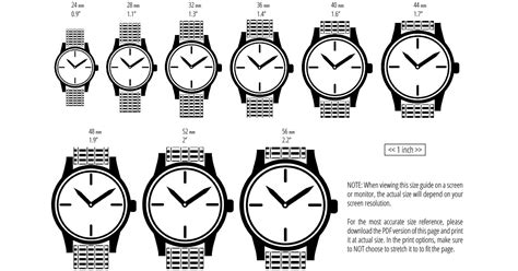 Watch Case Size Chart