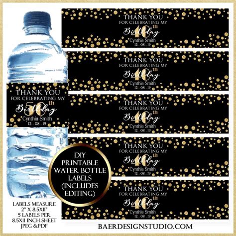 Water Bottles Labels Template Free