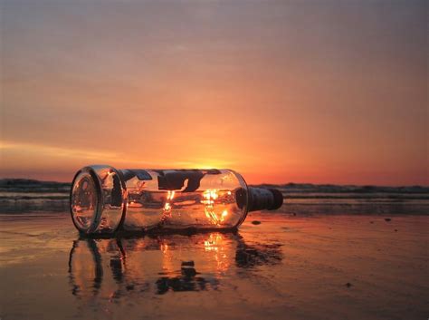 Water bottle at beach
