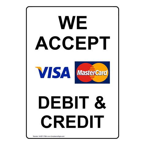 We Accept Visa MasterCard Sign