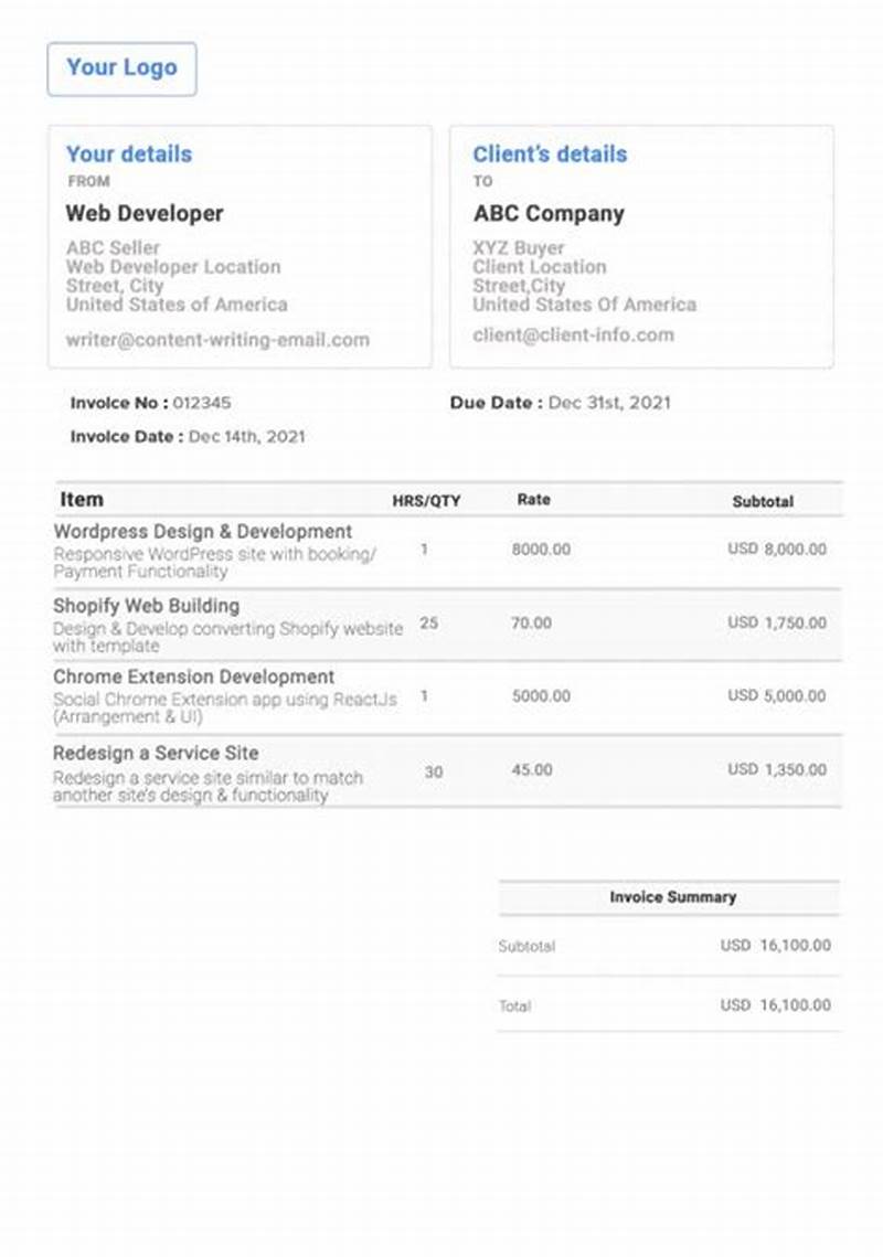 Web Development Invoice Template