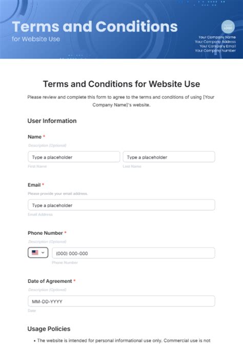 Website Terms Of Use Template