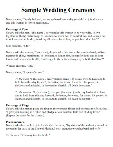Wedding Ceremony Templates For Non Religious