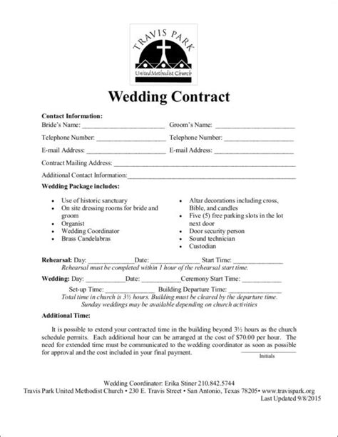 Wedding Contract Template Free