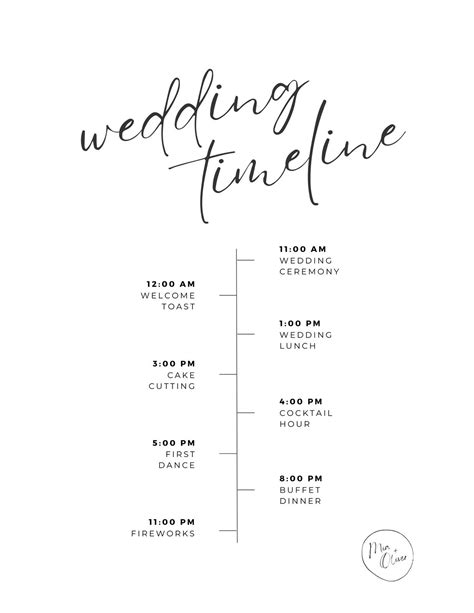 Wedding Day Timeline Templates