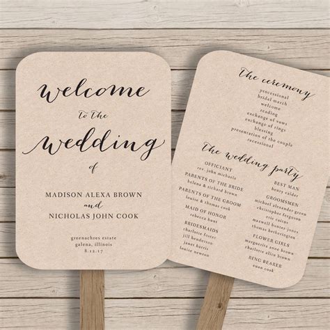 Wedding Fan Program Template