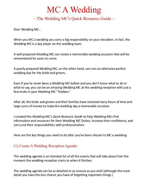 Wedding Mc Script Template