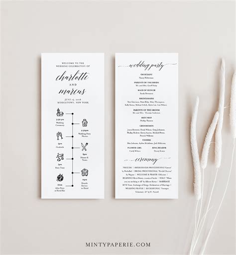 Wedding Order Of Events Template