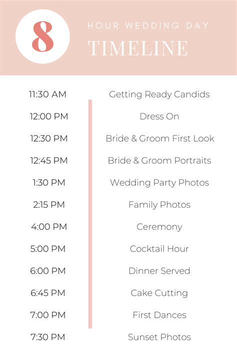 Wedding Timeline Template For Photographers