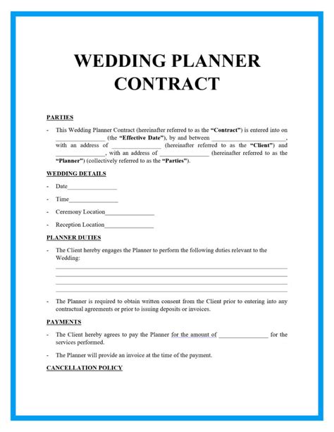Wedding Video Contract Template