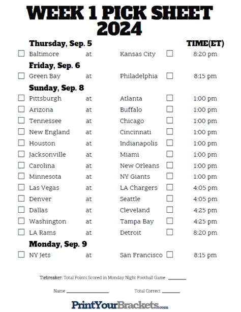 Week 17 Nfl Schedule Printable