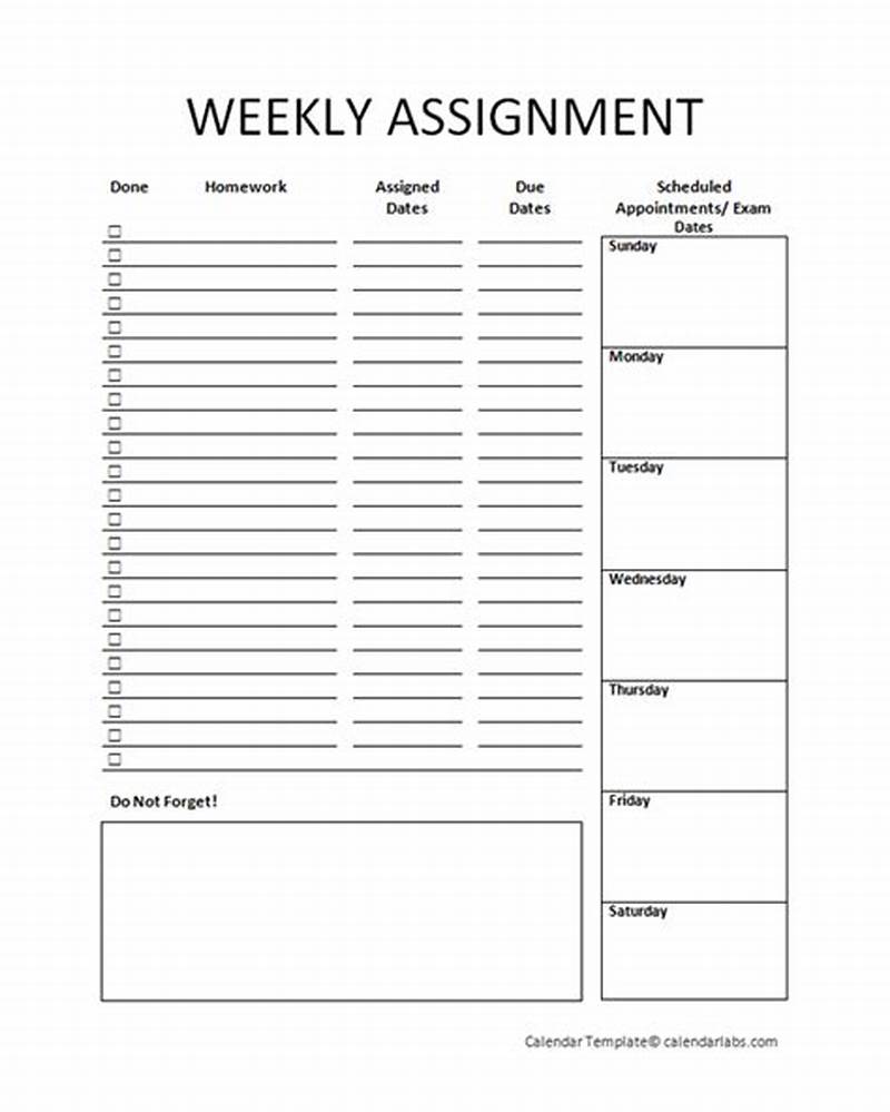 Weekly Assignment Planner Printable