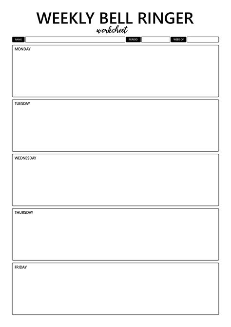 Weekly Bellringer Template