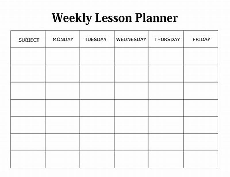 Weekly Lesson Plan Template Editable