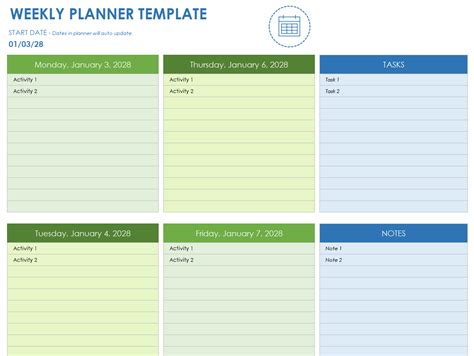 Weekly Schedule Google Sheets Template