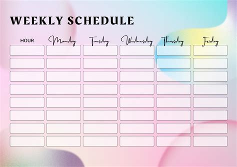 Weekly Time Schedule Template