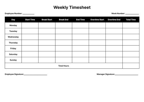 Weekly Time Sheet Template Free