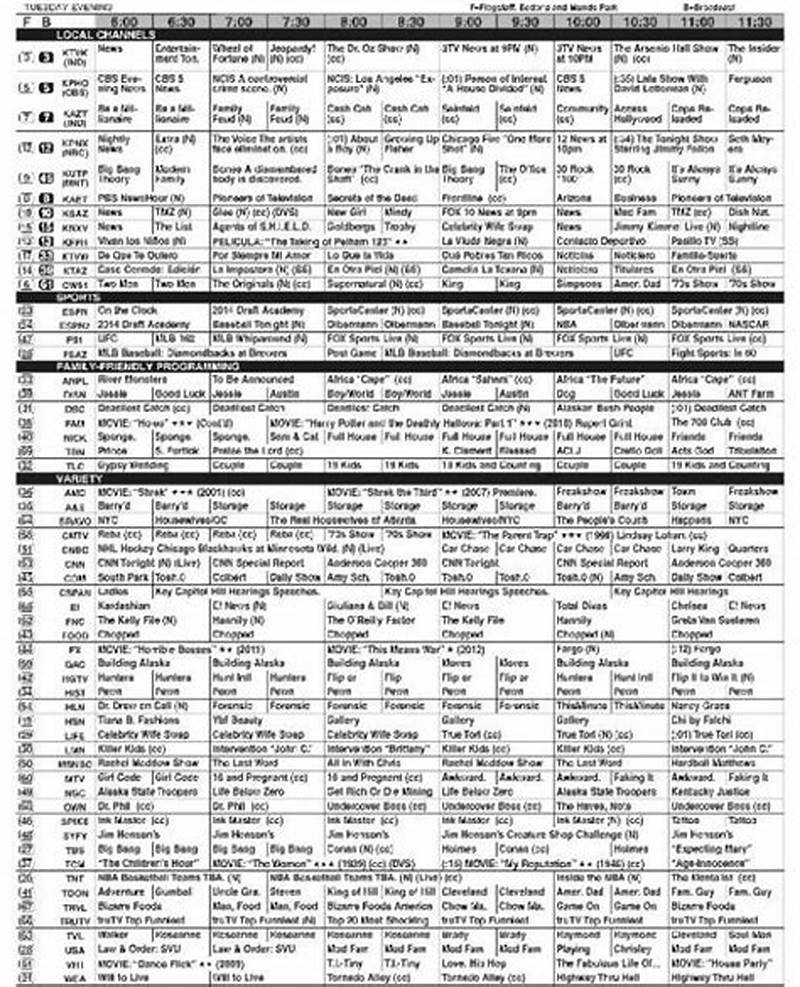 Weekly Tv Guide Printable