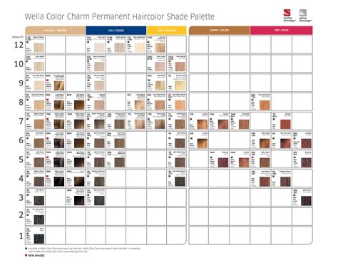 Wella Color Charm Hair Color Chart