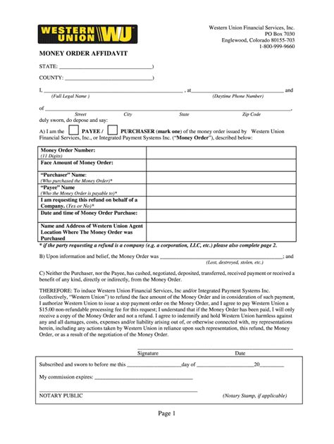 Western Union Receipt Template