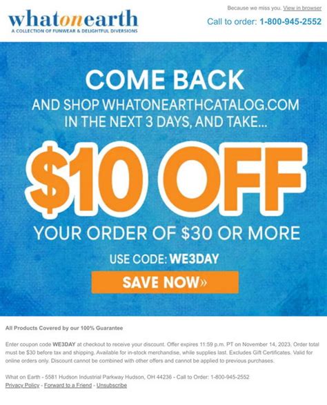 What On Earth Catalog Promo Code