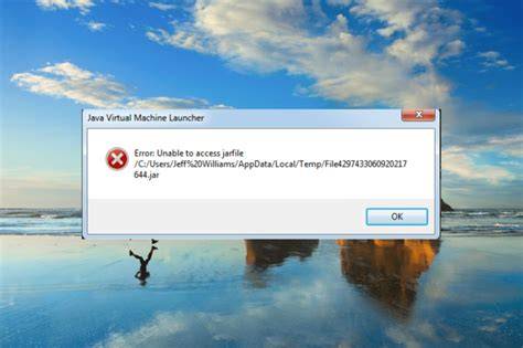 What causes Unable to access jarfile error