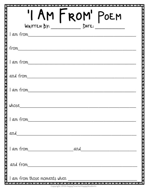 Where Im From Poem Template