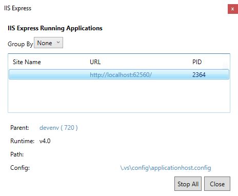 Where is the IIS Express configuration  metabase file found