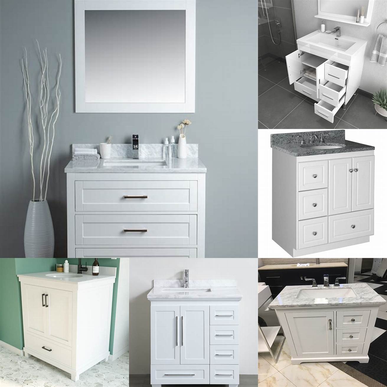 White Bathroom Vanity 30 Inch with Drawers