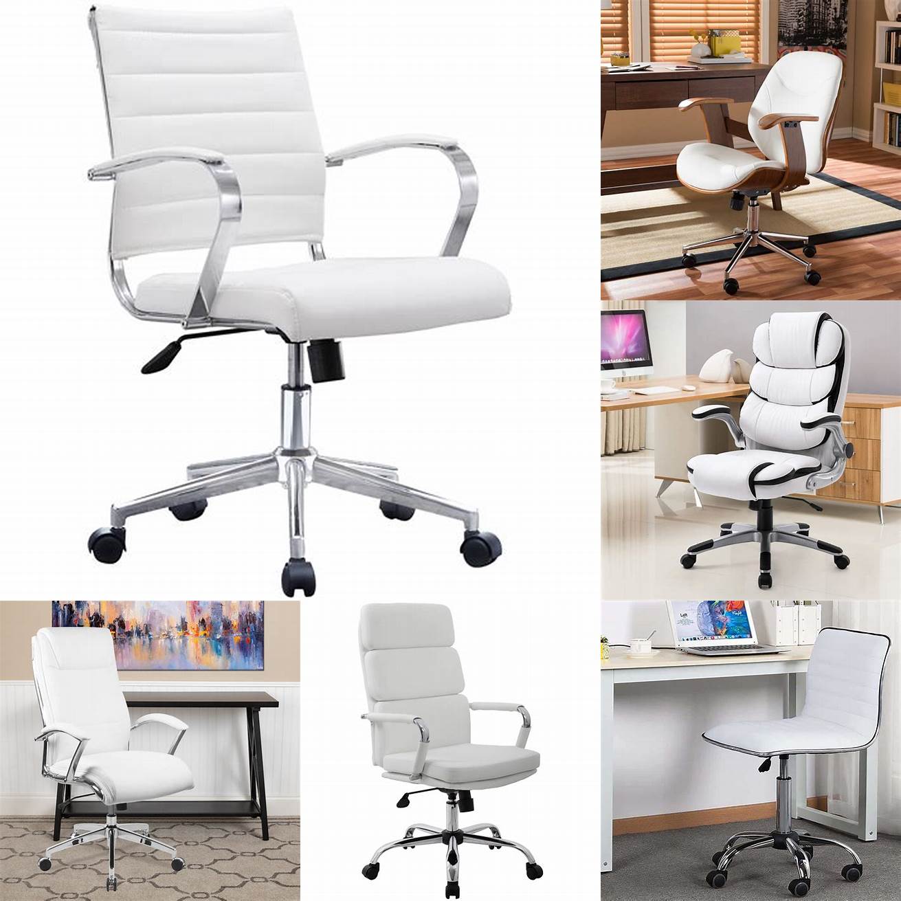 White Leather Office Chair in a modern office