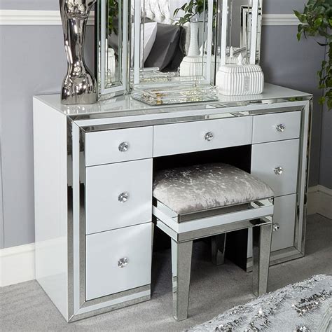 White Dressing Table with Drawers and Mirror