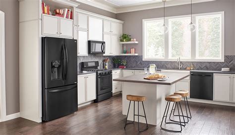 White Kitchen with LG Black Stainless Steel Appliances