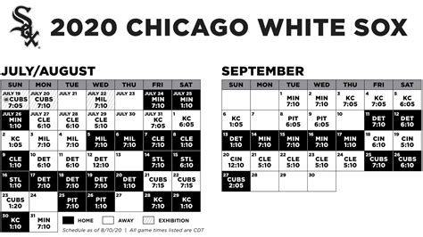 White Sox Schedule Printable