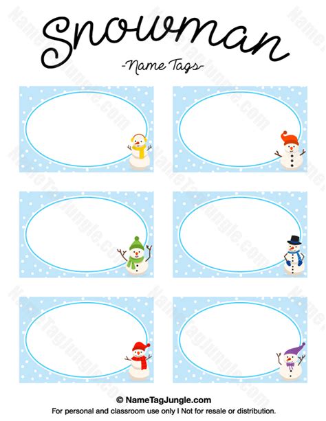 Winter Name Tags Printable