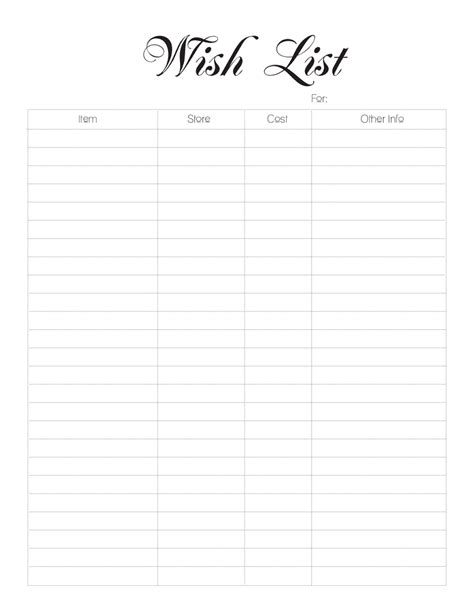 Wishlist Google Sheets Template