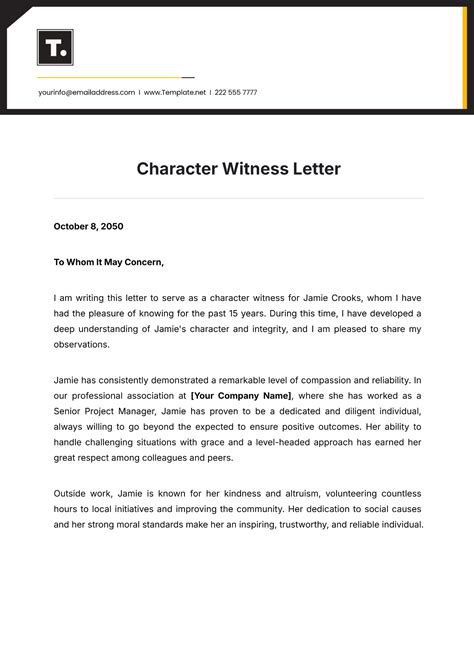 Witness Letter Template