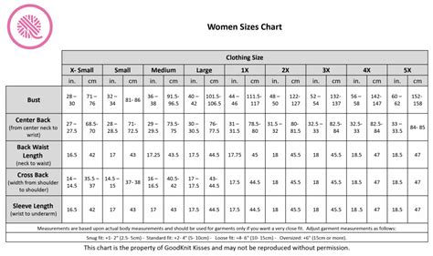 Womens Sweater Size Chart