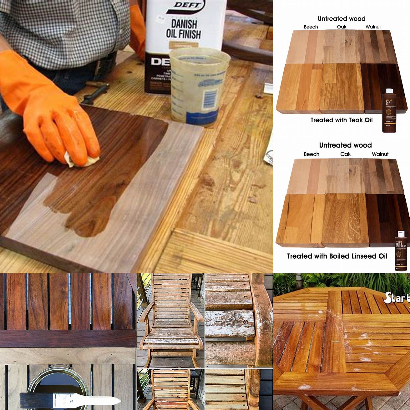 Wood surface after multiple coats of teak oil