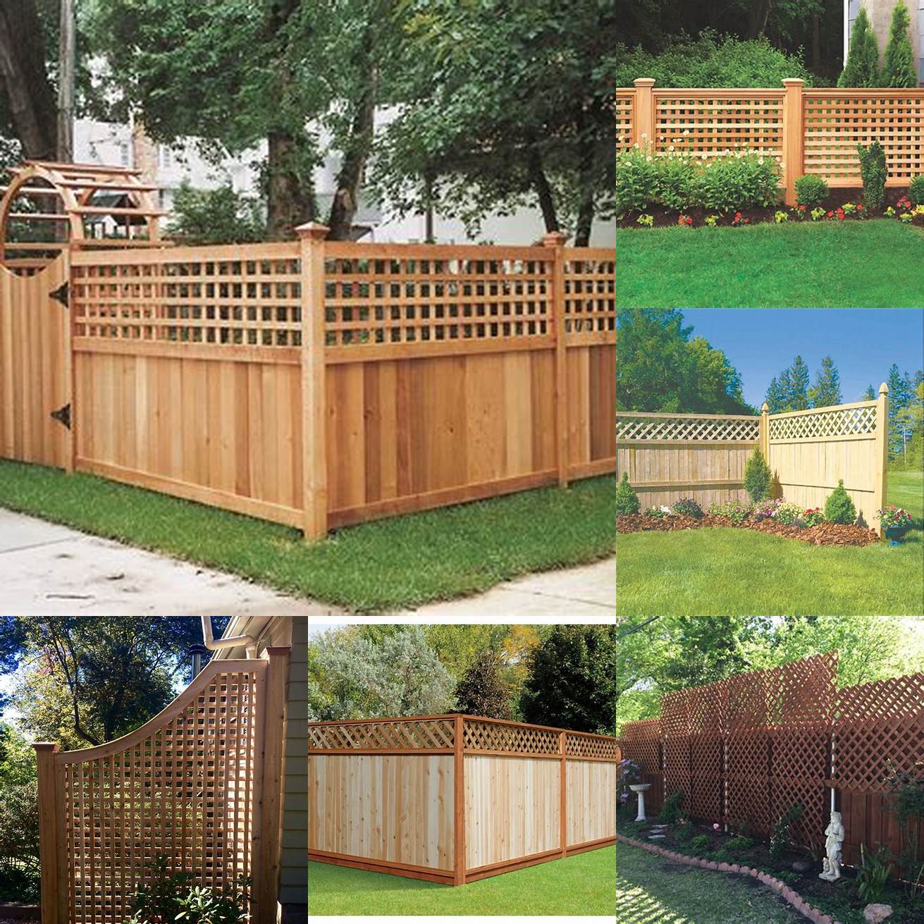 Wooden Fence with Lattice Top