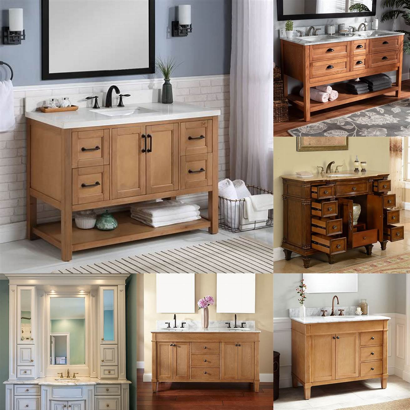 Wooden Vanity with Side Cabinet