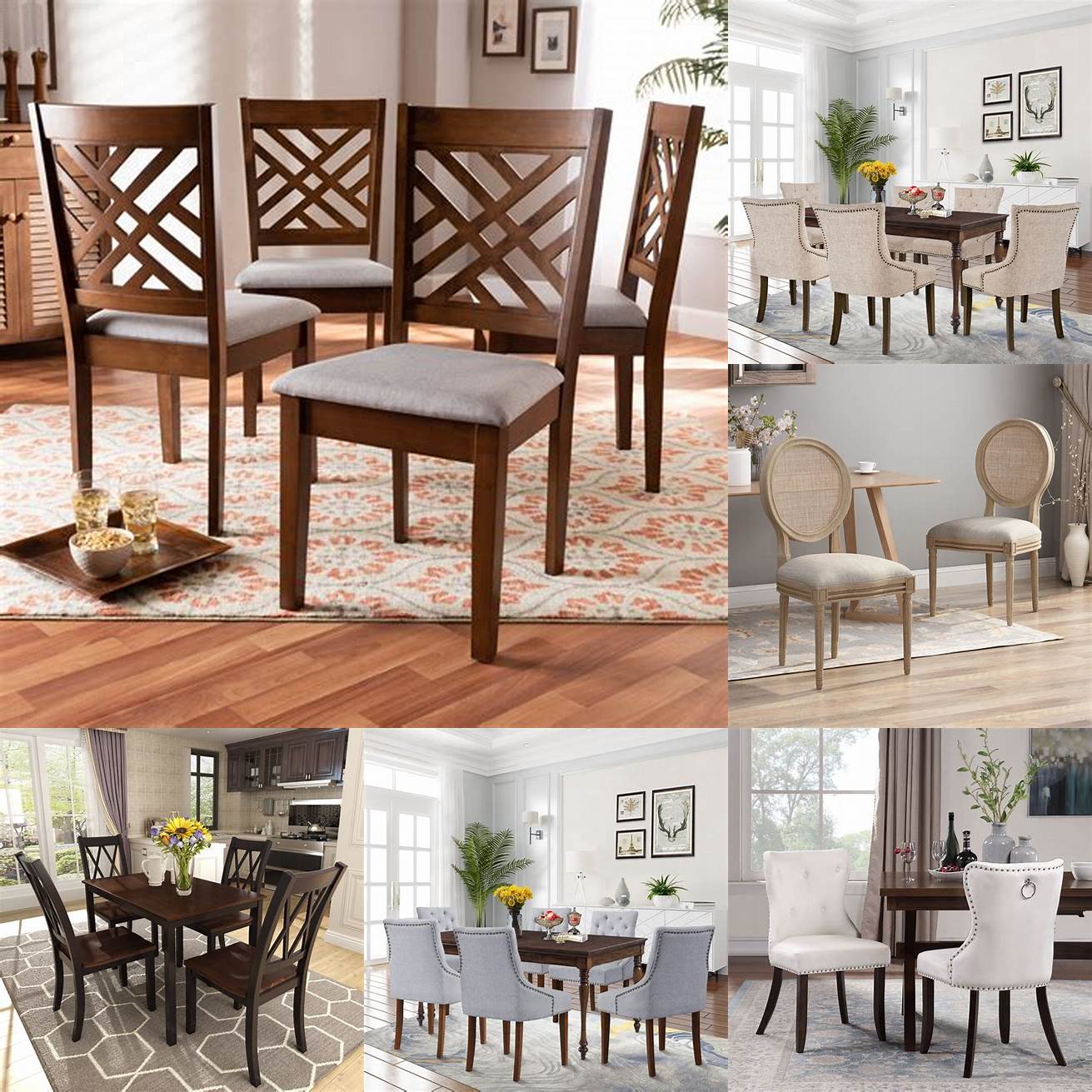 Wooden dining set with upholstered chairs